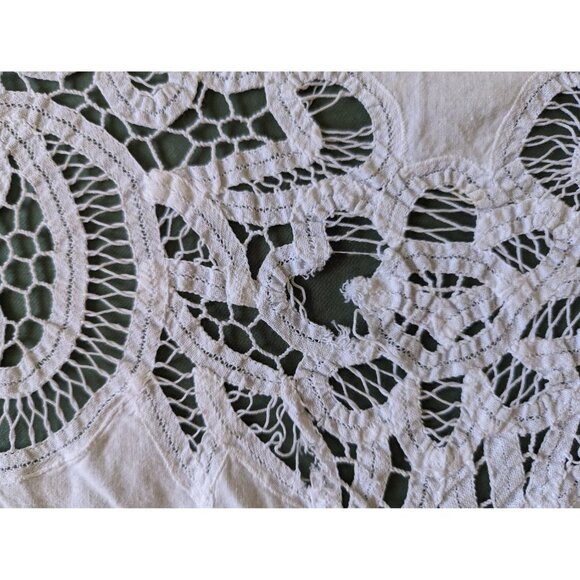 Antique Battenberg table cloth 56x75" (AS IS), Tape Lace Bridal breakfast table - Picture 7 of 10